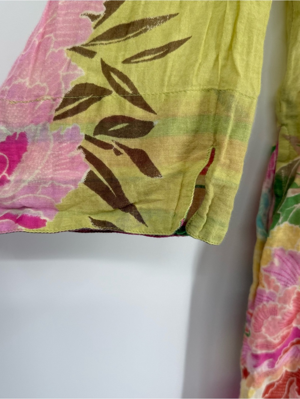 Sundance Floral Top Green Lightweight Pleated Boho Tropical Beach Tunic Size L - Picture 6 of 11